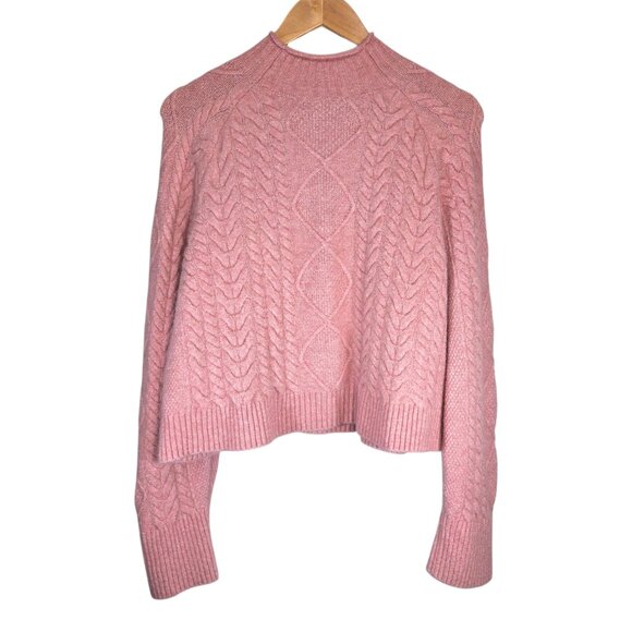 J Crew Cable-knit Rollneck Sweater in Supersoft Yarn Heather Dusty Rose - Picture 6 of 11